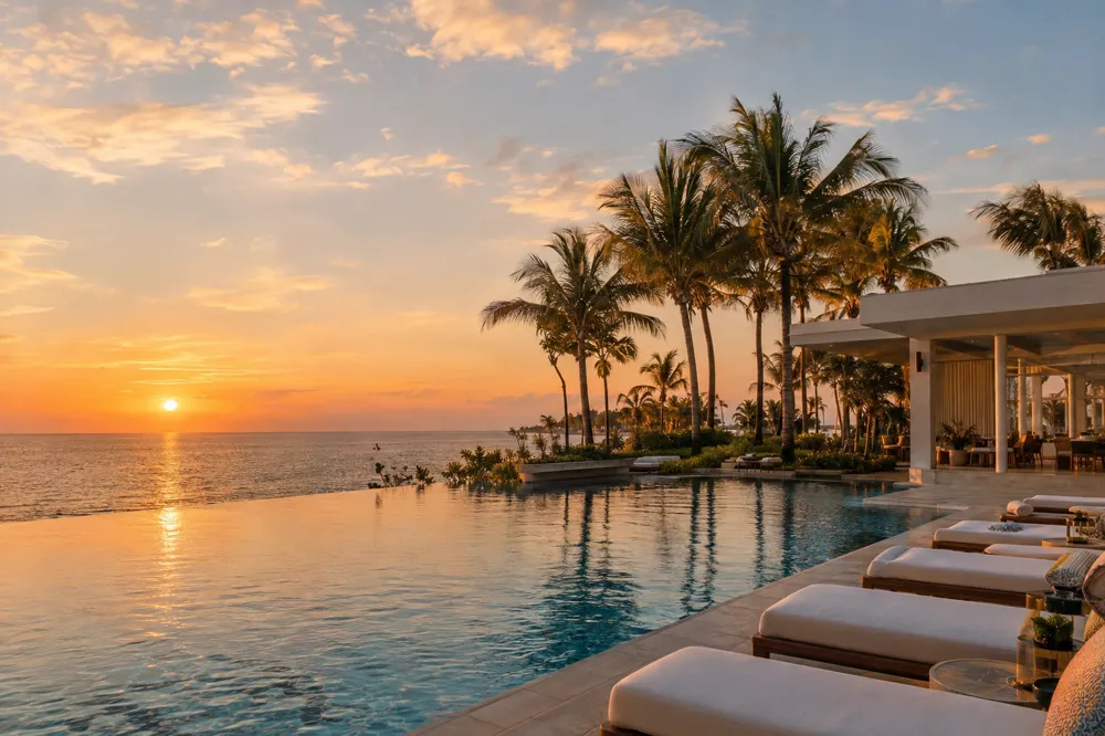 Luxury beachfront resort with infinity pool